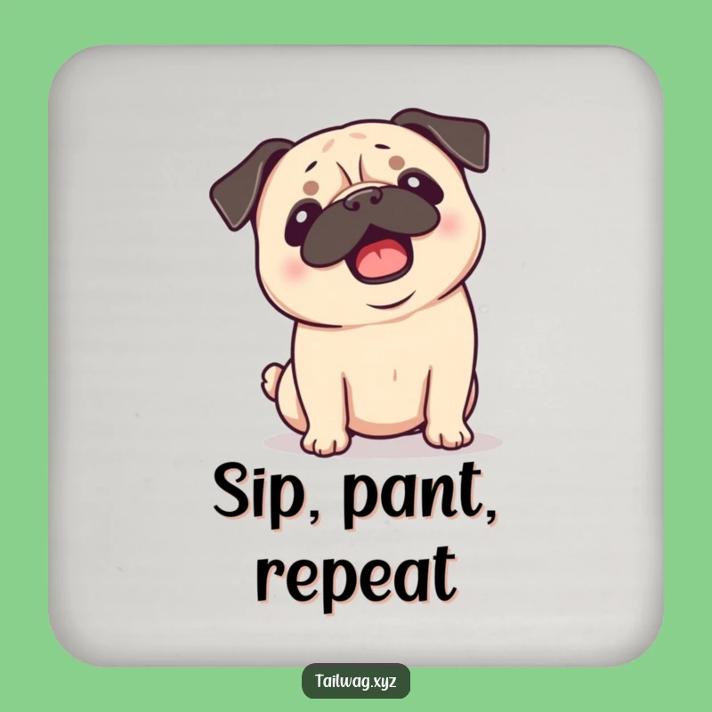 Funny Pug Coaster: Playful Dog Ears Flopping Drink Mat Gift