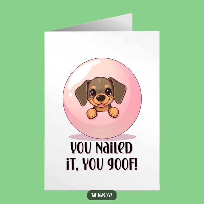 Playful Dachshund Congrats Card Free Printable: Bouncy Ball Pup Downloadable